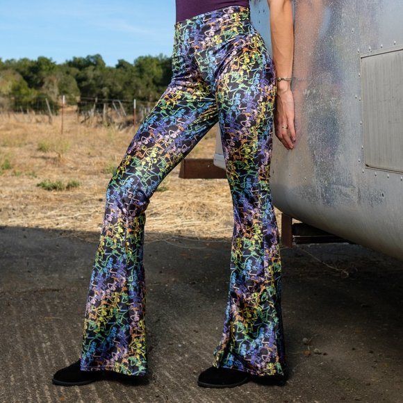 Grateful Dead Velvet Bell Bottoms - Skeleton - Picture 3 of 11
